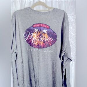 NWOT Preppy  “Always Stay Mellow” marshmallow campfire Lauren James long-sleeve